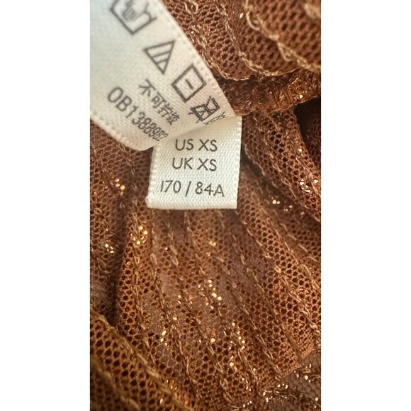 Free People XS Women's Shimmer & Shine Thong Bodysuit, Sunset, Brown, Metallic - Picture 13 of 15